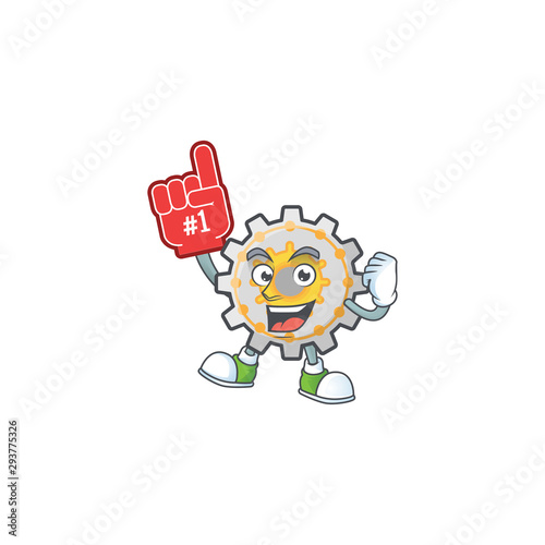 Foam finger cute gear cog in character mascot