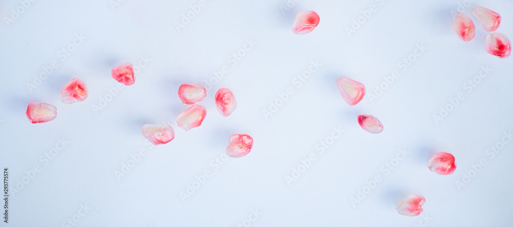 Pomegranate Seeds on White Background