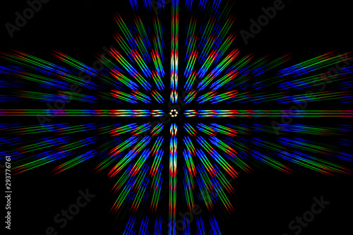 Photo of the diffraction pattern of LED array light, comprising a large number of diffraction orders obtained by the thin phase gratings