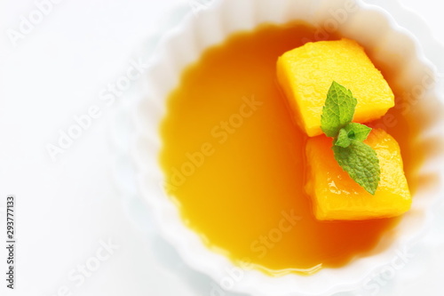 Mango and jelly with herbal mint