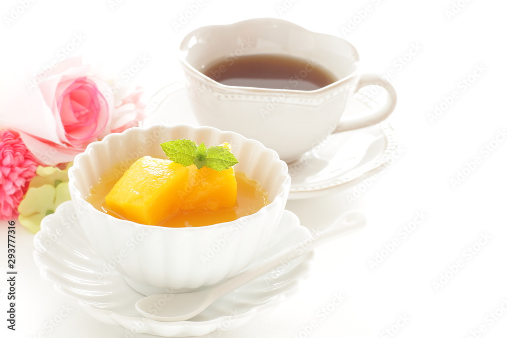 Gourmet dessert, tropical fruit Mango and jelly Gourmet dessert, tropical fruit Mango and jelly