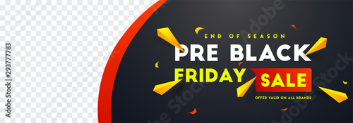 Pre Black Friday sale website banner design with space for your product image