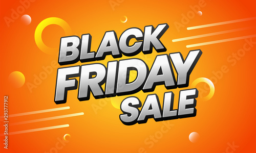 Advertising banner or poster design with Black Friday Sale text on orange abstract background.