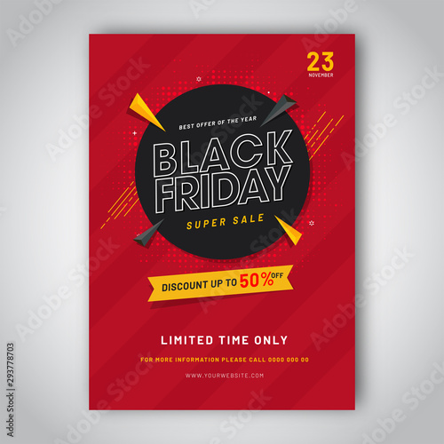 Limited time offer, discount up to 50% off for Black Friday Sale template design.