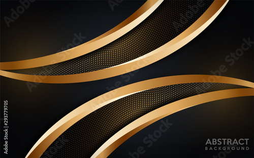 Glowing golden modern dark background with gold dots element.