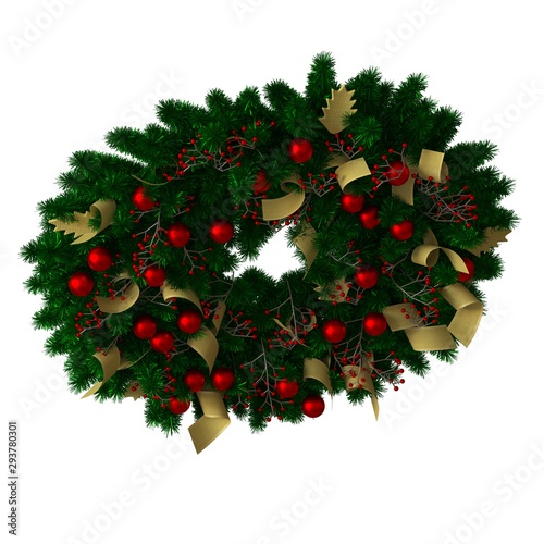Christmas tree decoration  isolate on a white background. 3D rendering of excellent quality in high resolution