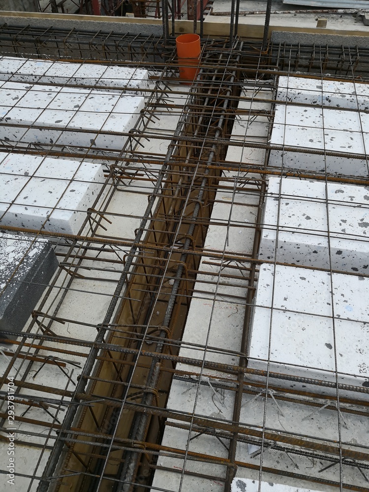 building site, reinforcement for concrete ready for concrete casting