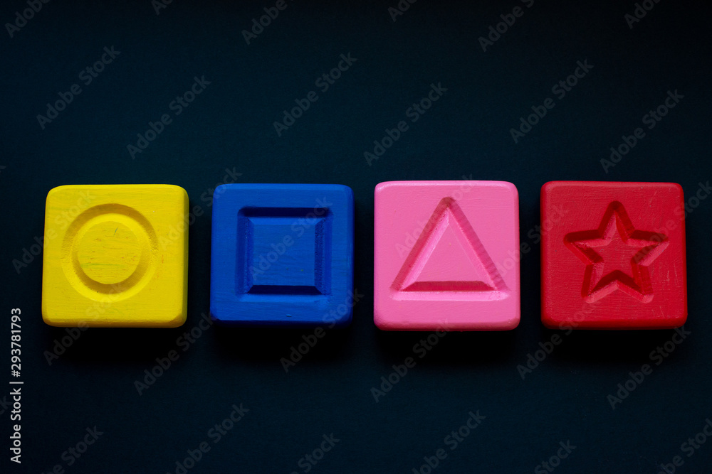wooden squares with geometric shapes wooden squares with geometric shapes