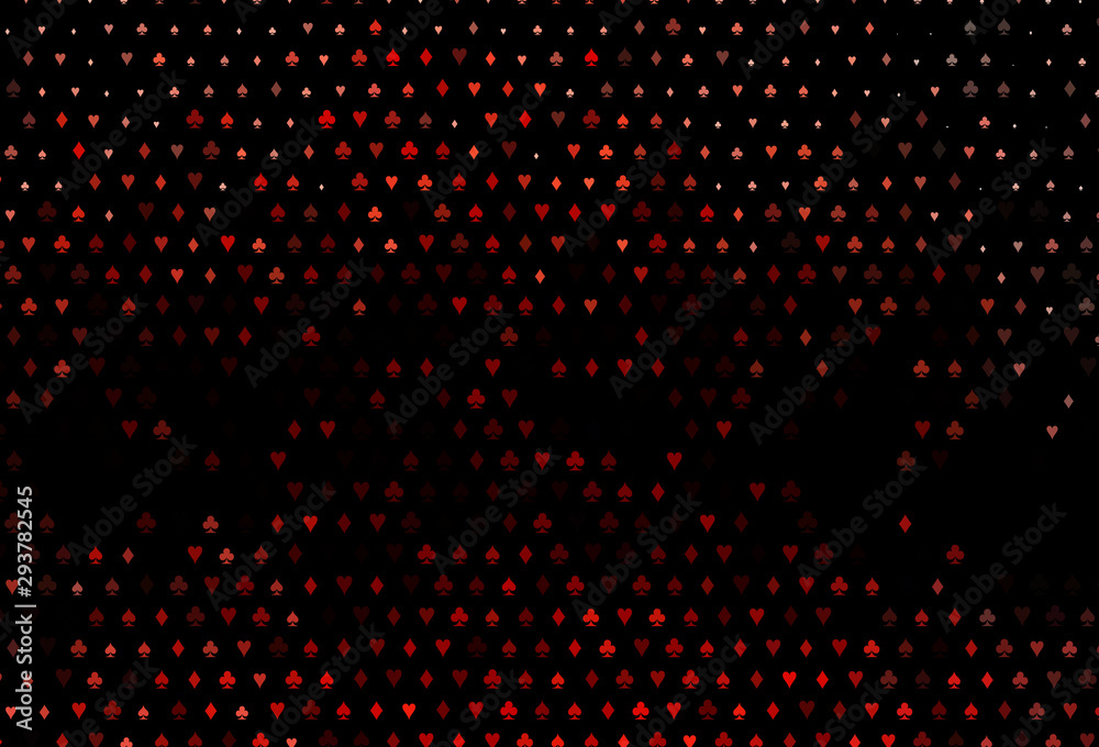 Dark Red vector texture with playing cards.