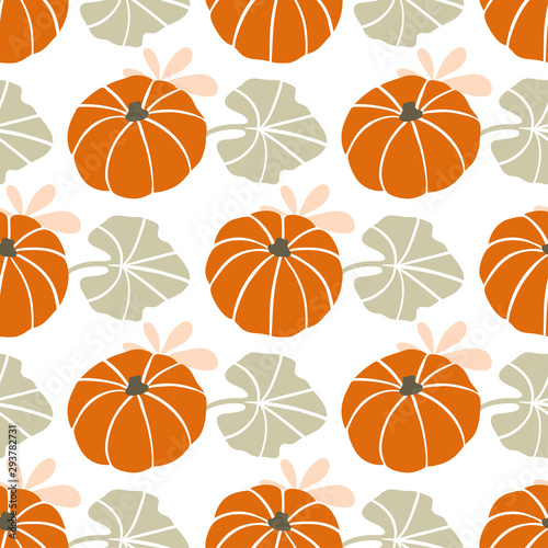 Autumn pumpkins seamless vector pattern.