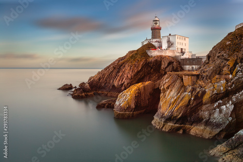 The Baily Lighthouse, Howth. co. Dublin,  Baily Lighthouse on Howth cliffs,  View of the Baily Lighthouse from the cliff 