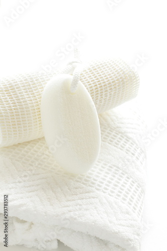 white towel and bathing stone for life style image