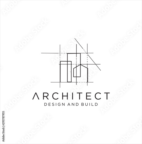 Architect house logo, architectural and construction design vector . abstract . Renovation Logo . Building Architect logo . Architectural, construction, home and property design vector photo