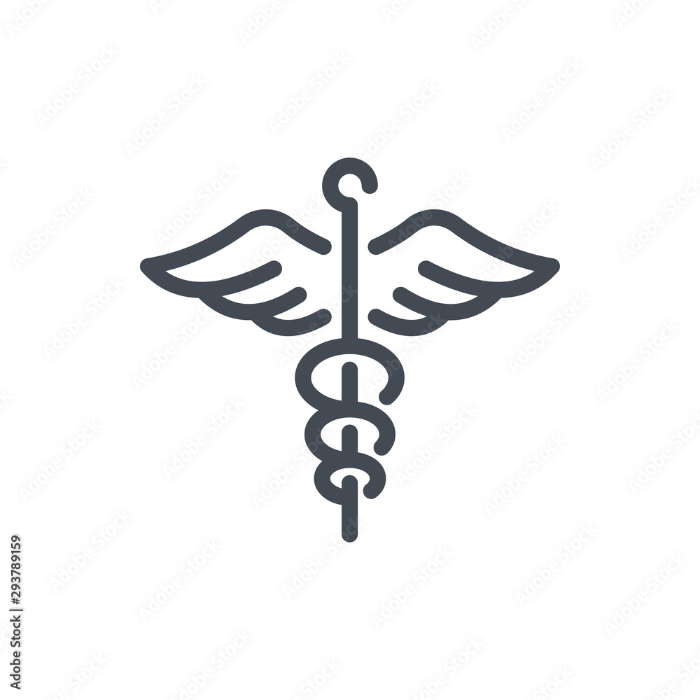 Сaduceus line icon. Medical symbol with wings vector outline sign. Stock Vector Adobe Stock