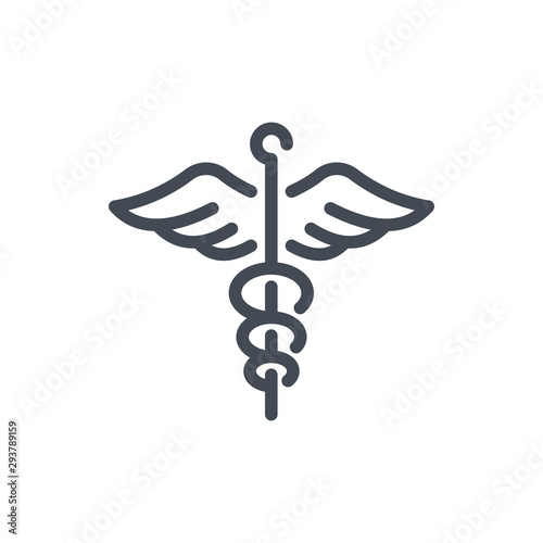 Сaduceus line icon. Medical symbol with wings vector outline sign.