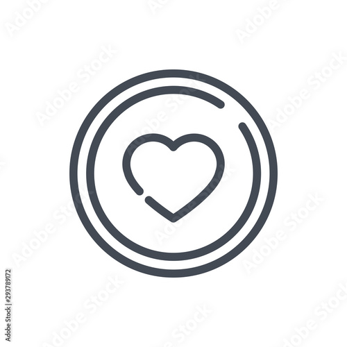 Heart in circle line icon. Medical first aid button vector outline sign.