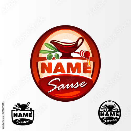 The logo for the sauce. The image of a gravy boat. honey and olive branches