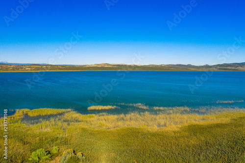 Beautiful nature park Vrana lake (Vransko jezero), Dalmatia, Croatia, aerial shot