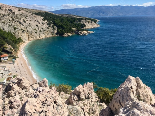 Top view of the bay on Krk island, Croatia