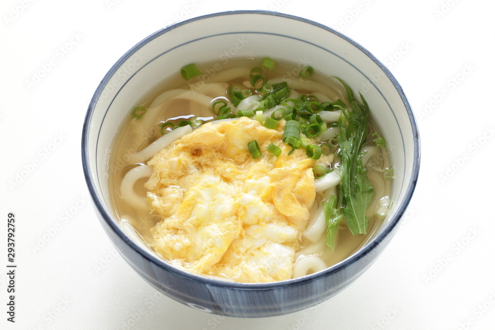 Japanese food, scrambled egg and udon noodles