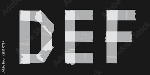 Duct tape font design. Concept texture typeface vector set. Typography stamp letter. Paper cut style alphabet