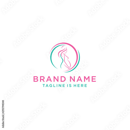 women pregnant logo vector icon template