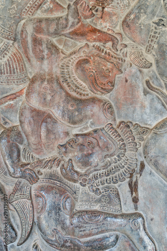 Bas reliefs in Angkor Wat one of the 7 wonders of the world, Siem Reap, Cambodia