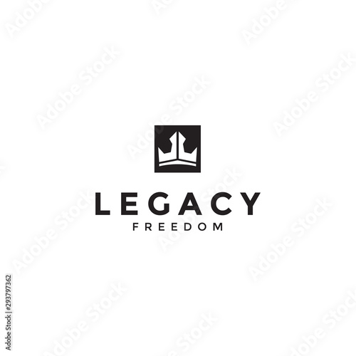 square logo with letter l and crown design vector template