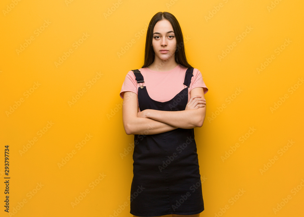 Young natural pretty girl crossing arms relaxed Young natural pretty girl crossing arms relaxed
