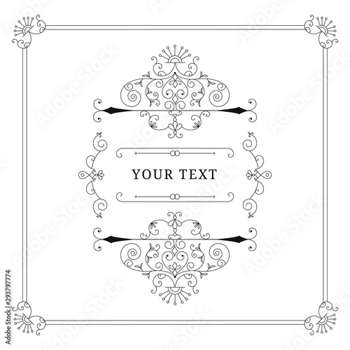 Vintage alcohol label. Elegant flourish frame and borders