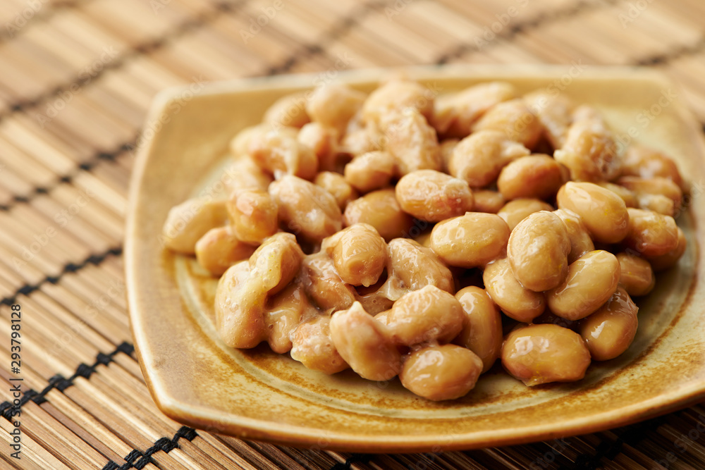 Natto, fermented soy beans with steamed rice Natto, fermented soy beans with steamed rice