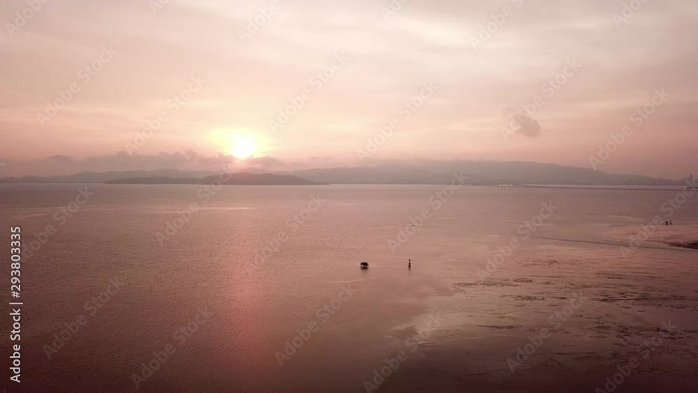 Fly over the sea near with Penang first bridge as background at Sungai Semilang, Penang. Fly over the sea near with Penang first bridge as background at Sungai Semilang, Penang.