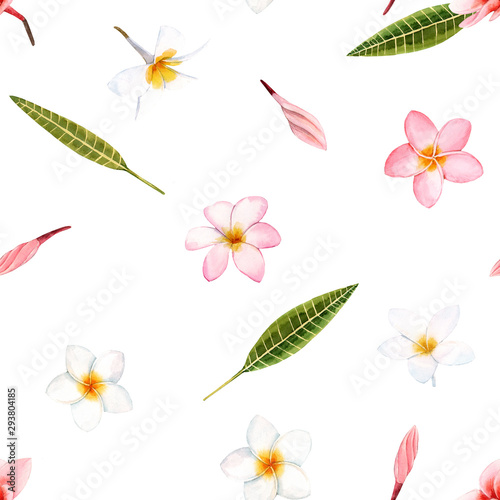 Watercolor orchid white flowers pattern