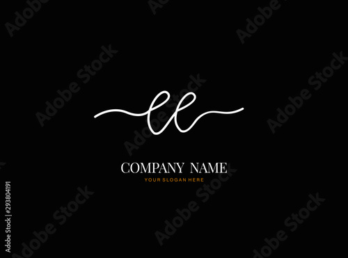 E EE Initial handwriting logo design with circle. Beautyful design handwritten logo for fashion, team, wedding, luxury logo.