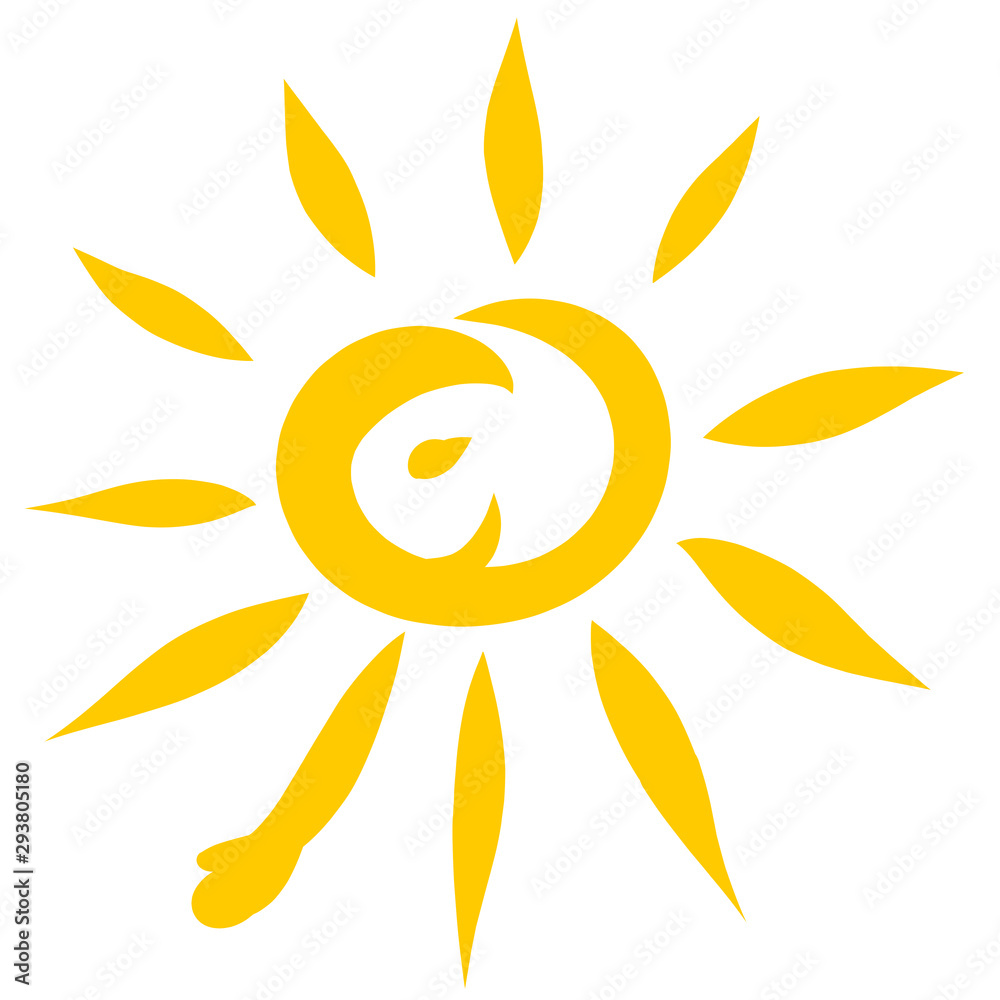 The cheerful sun holds out a hand of friendship and help