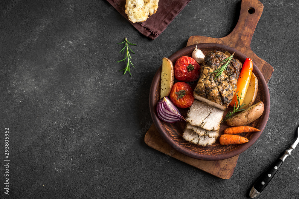 Oven Roasted Meat and Vegetables Stock Photo Adobe Stock