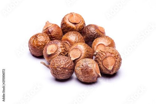 Group of soap nuts in isolated white background.