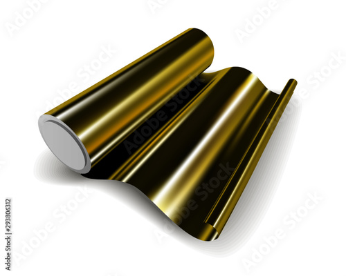 Vector gold foil roll closeup on white background