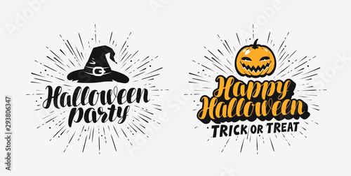 Hand drawn Halloween lettering symbol. Holiday vector illustration