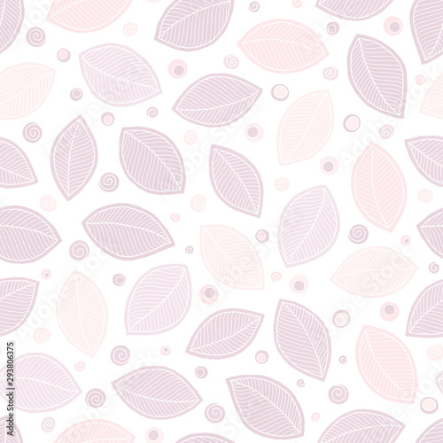 Seamless pattern with leaves in doodle style.