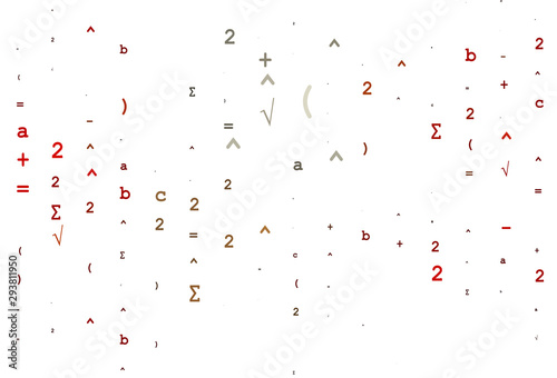 Light Red, Yellow vector backdrop with algebra elements.