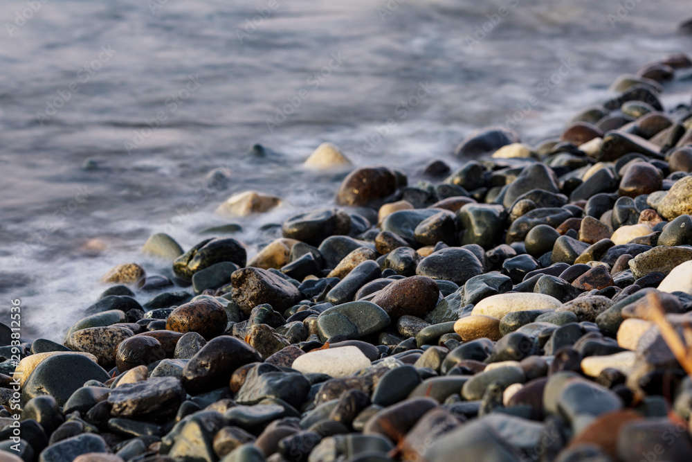 sea rocky beach with waves