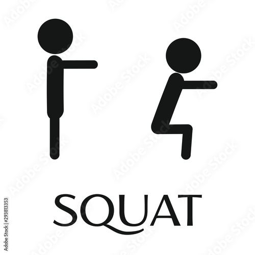 Squat exercise vector pictogram, isolated simple icon.