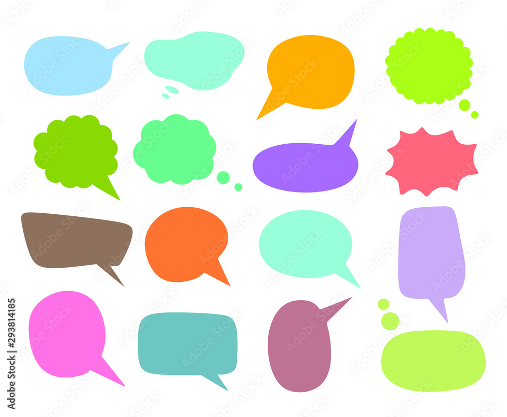 Collection of colorful speech bubbles and dialog balloons. Vector speach bubbles background set. Collection of colorful speech bubbles and dialog balloons. Vector speach bubbles background set.