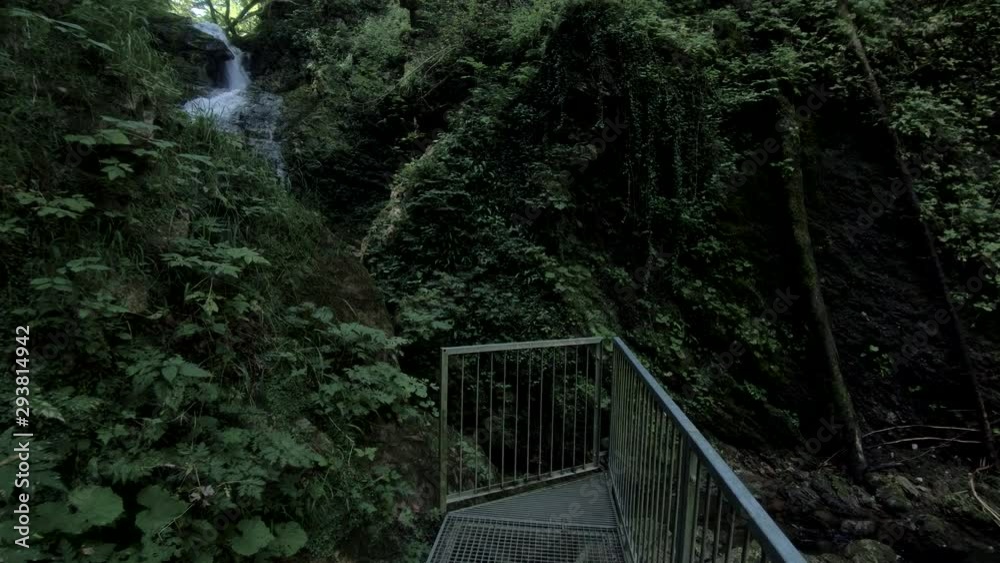 4K Forward dolly moving scenic natural waterfall Sum, Slovenia