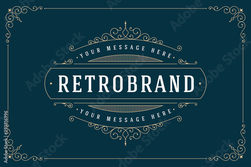 Flourishes calligraphic emblem template luxury elegant frame ornament line logo design vector illustration