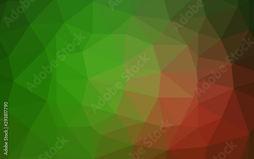 Dark Green  Red vector abstract mosaic pattern. Colorful illustration in Origami style with gradient.  Polygonal design for your web site.