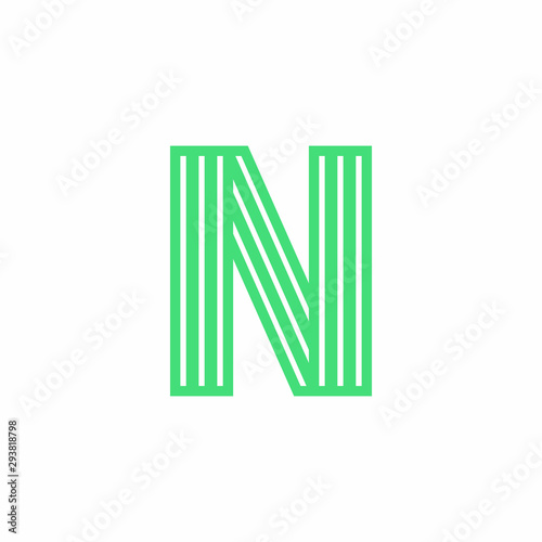 Vector Green lines Logo Letter Design N