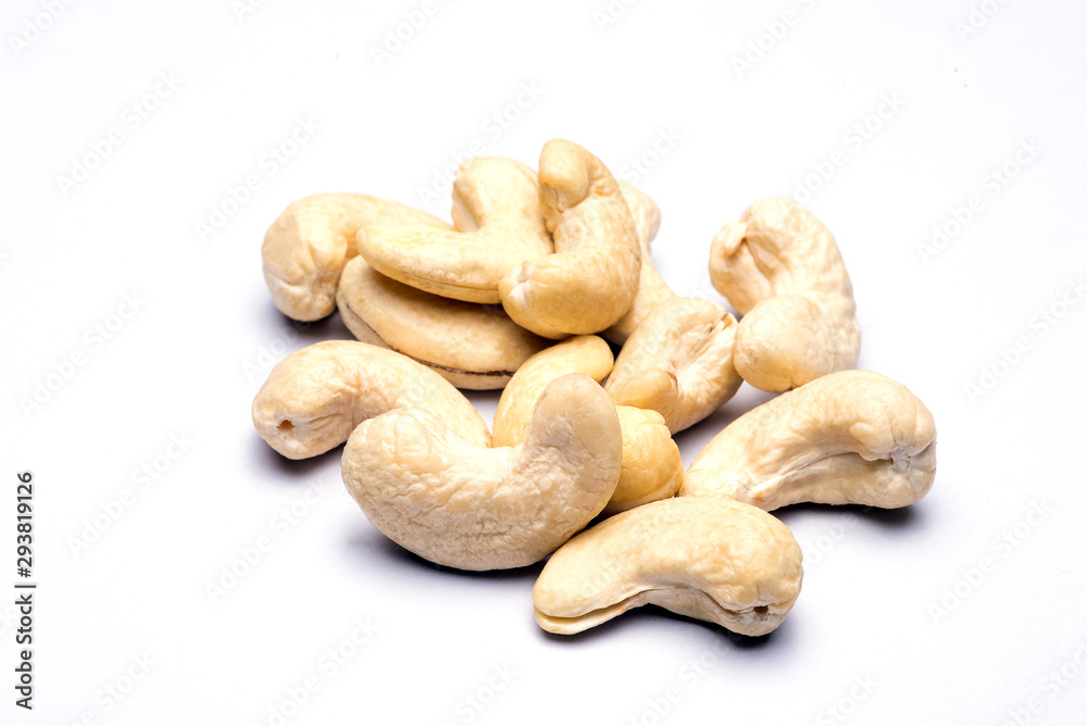Cashew nuts isolated in white background Cashew nuts isolated in white background