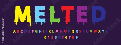 Color melted font and numbers design.